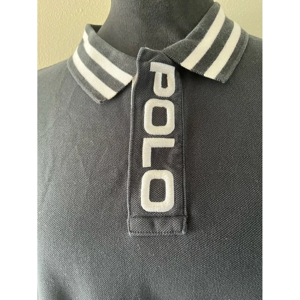 POLO RALPH LAUREN Polo Shirt Logo Placket Mens XL Navy Blue Classic Fit Preppy